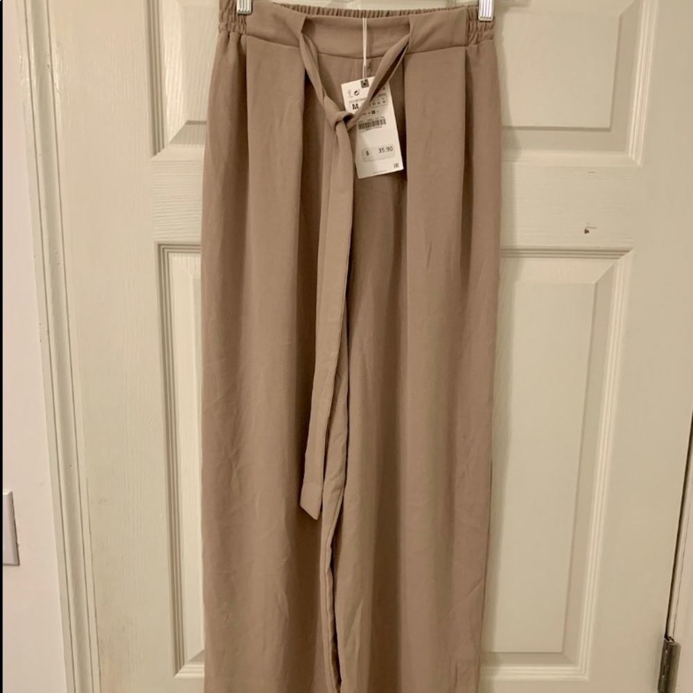 Zara full length tie waist trouser